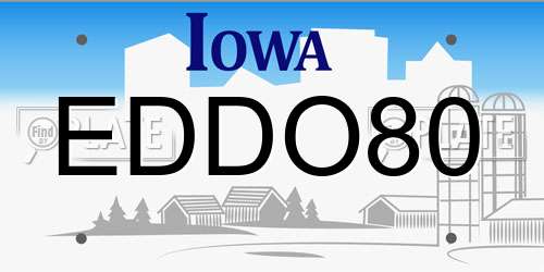 EDDO80 Iowa License Plate