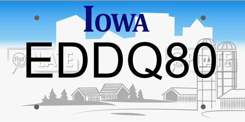 EDDQ80 Iowa License Plate