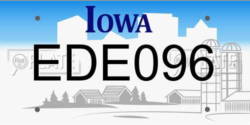 EDE096 Iowa License Plate