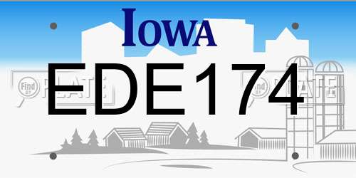EDE174 Iowa License Plate