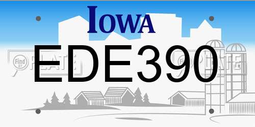 EDE390 Iowa License Plate