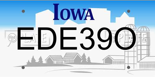 EDE39O Iowa License Plate