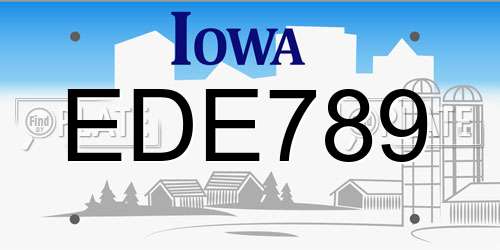 EDE789 Iowa License Plate