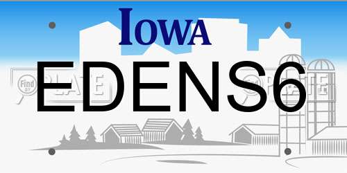 EDENS6 Iowa License Plate