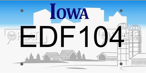 EDF104 Iowa License Plate