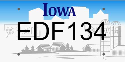 EDF134 Iowa License Plate