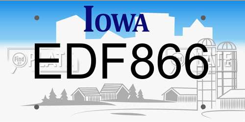 EDF866 Iowa License Plate