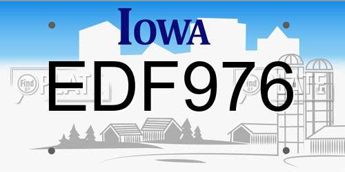 EDF976 Iowa License Plate