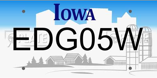 EDG05W Iowa License Plate
