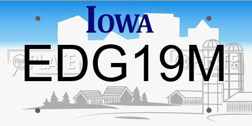 EDG19M Iowa License Plate
