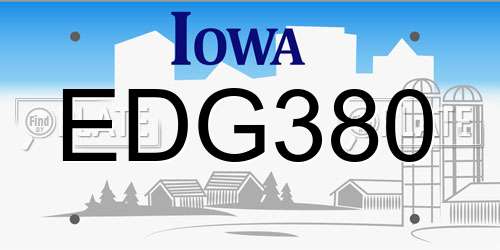 EDG380 Iowa License Plate