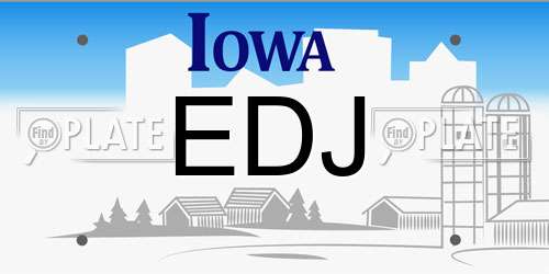 EDJ Iowa License Plate