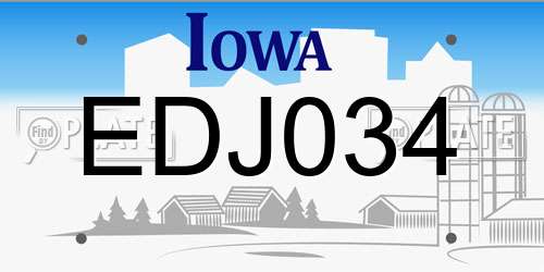 EDJ034 Iowa License Plate