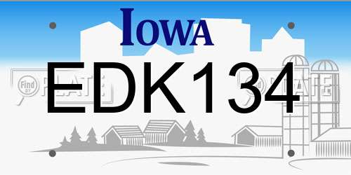 EDK134 Iowa License Plate