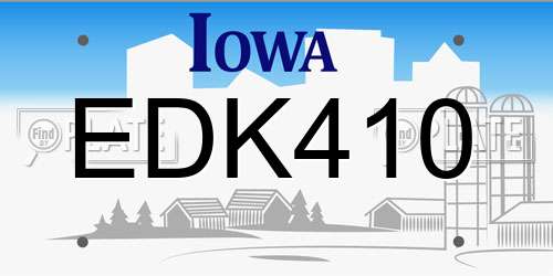 EDK410 Iowa License Plate