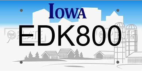 EDK800 Iowa License Plate