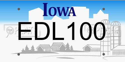 EDL100 Iowa License Plate