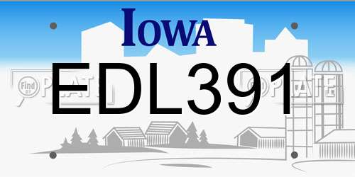EDL391 Iowa License Plate