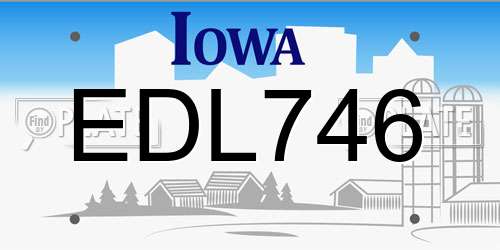 EDL746 Iowa License Plate