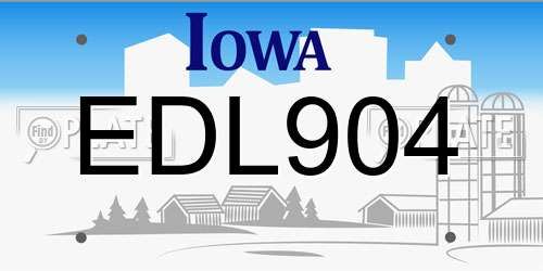 EDL904 Iowa License Plate
