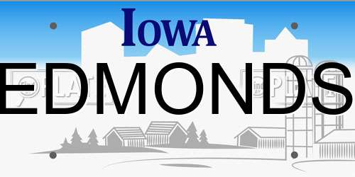 EDMONDS Iowa License Plate