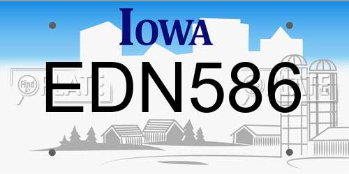 EDN586 Iowa License Plate