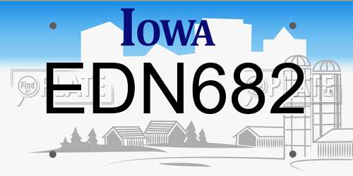 EDN682 Iowa License Plate