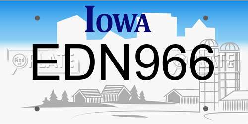 EDN966 Iowa License Plate
