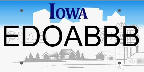 EDOABBB Iowa License Plate