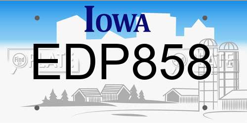 EDP858 Iowa License Plate