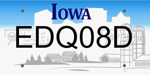 EDQ08D Iowa License Plate