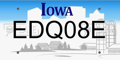 EDQ08E Iowa License Plate