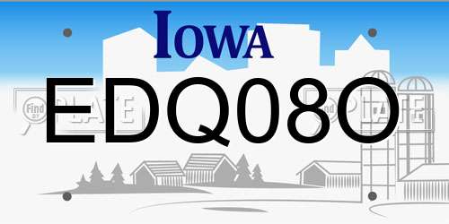 EDQ08O Iowa License Plate