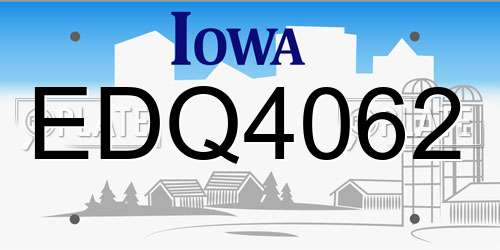 EDQ4062 Iowa License Plate