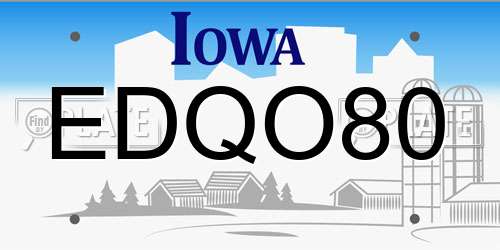 EDQO80 Iowa License Plate