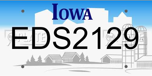 EDS2129 Iowa License Plate