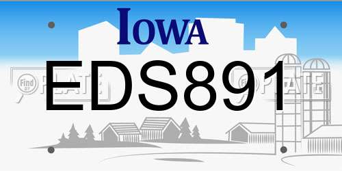 EDS891 Iowa License Plate