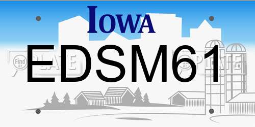 EDSM61 Iowa License Plate