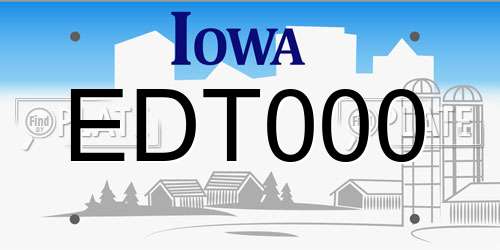 EDT000 Iowa License Plate