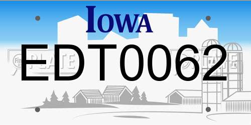 EDT0062 Iowa License Plate