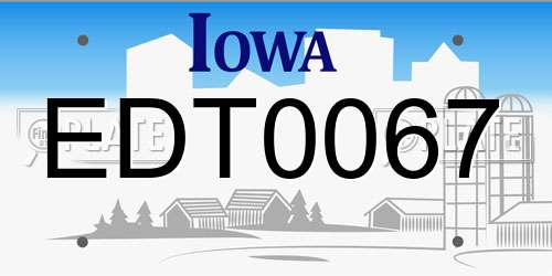 EDT0067 Iowa License Plate