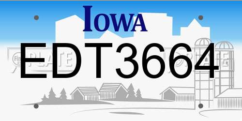 EDT3664 Iowa License Plate