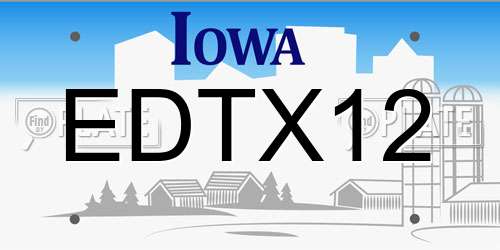 EDTX12 Iowa License Plate