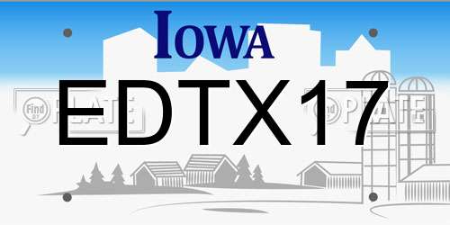 EDTX17 Iowa License Plate