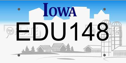 EDU148 Iowa License Plate
