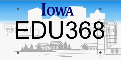 EDU368 Iowa License Plate