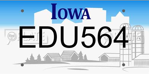 EDU564 Iowa License Plate