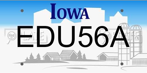 EDU56A Iowa License Plate