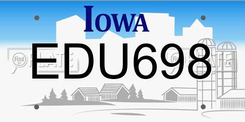 EDU698 Iowa License Plate