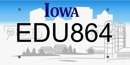 EDU864 Iowa License Plate